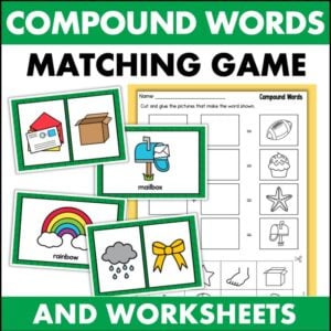 compound words matching game and worksheets